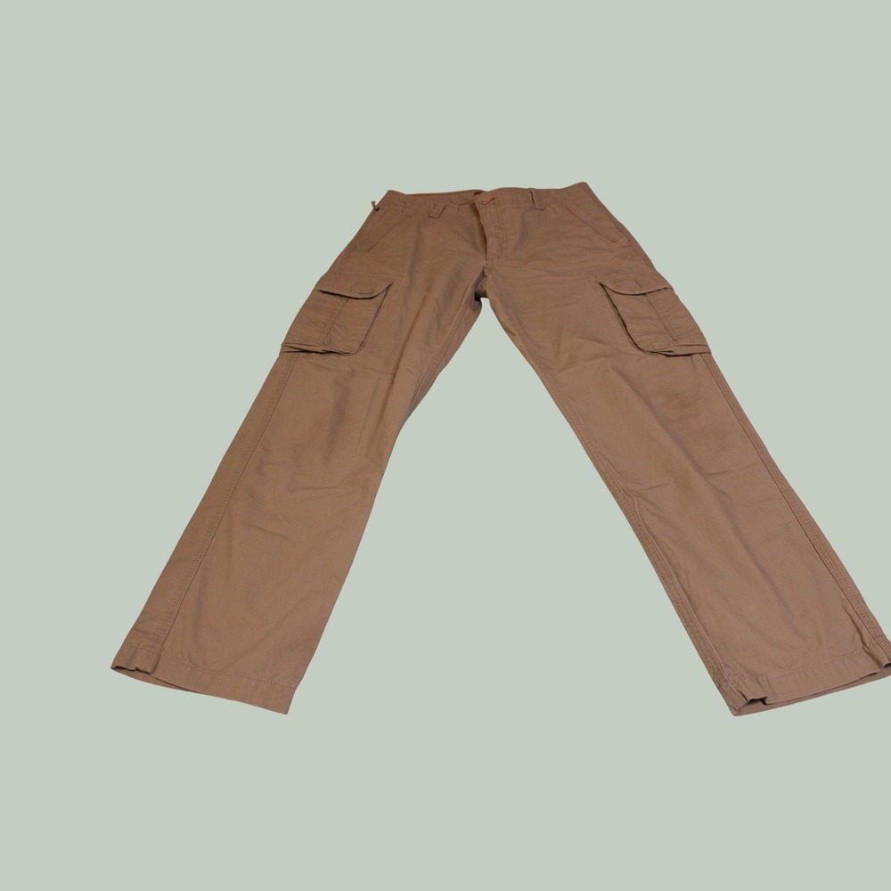 Outdoor Life Mens Cargo Pants 34x32 Tan Khaki 100% Cotton Straight Leg Utility